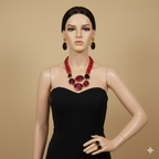 Fashion accessory - Crimson Jewellery Set - Necklace, Earring, Ring