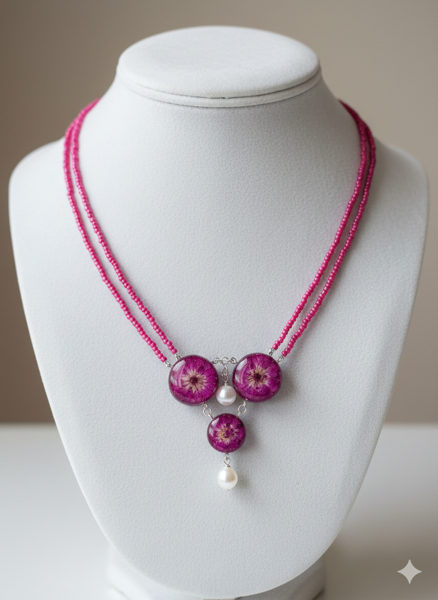 Necklace Rose N Pearl