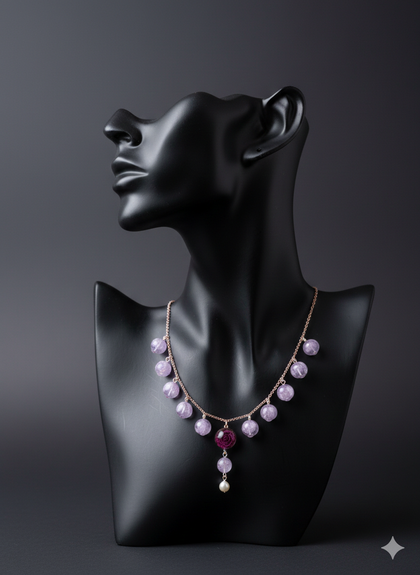 Necklace  Lavender glass beads