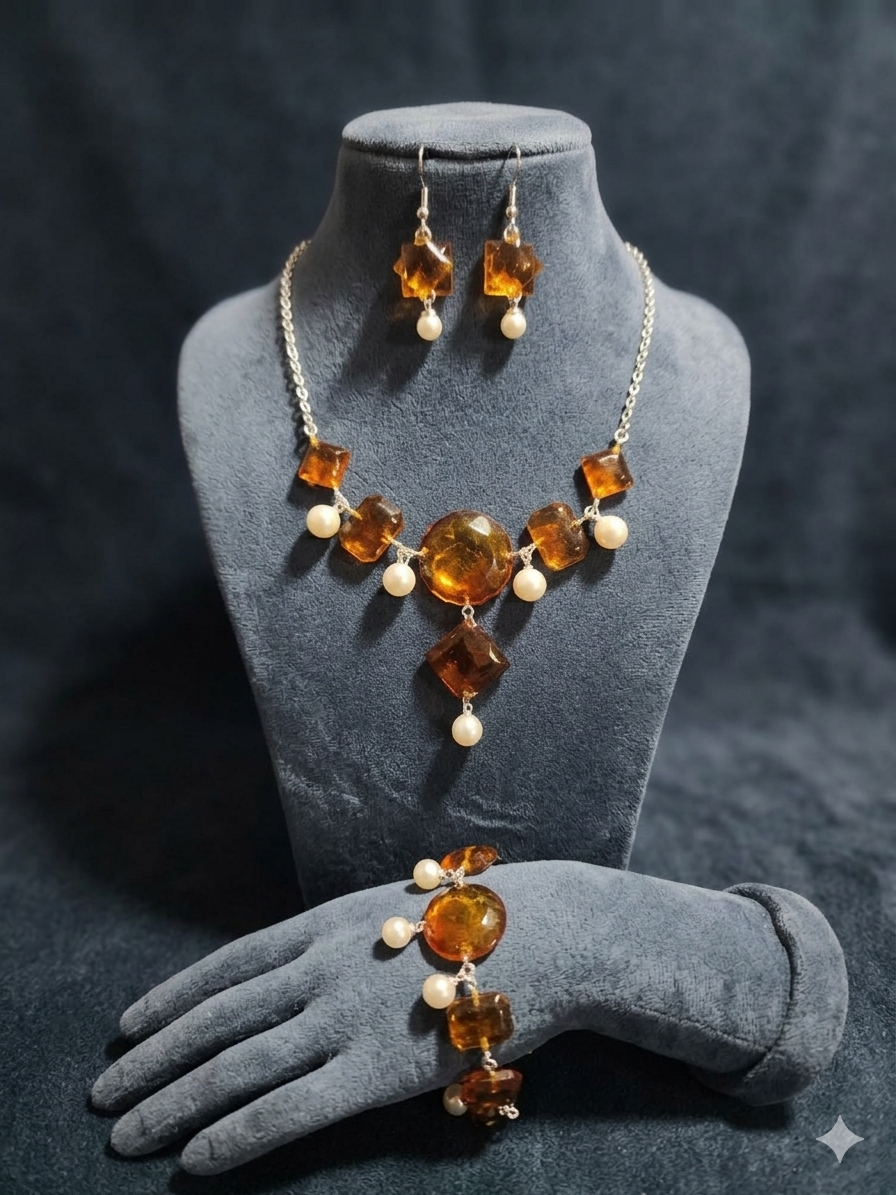 Fashion Accessory - Honey Pearl Necklace set