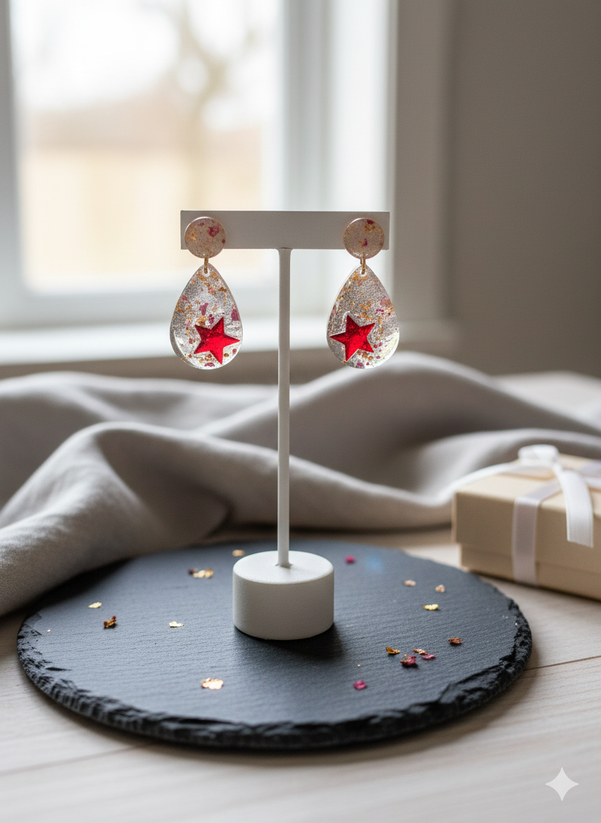 Earring glamour series - Red star