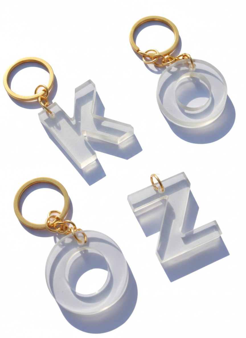 Alpha Key Chains & Hand Bag Accessories - Aqua Clear