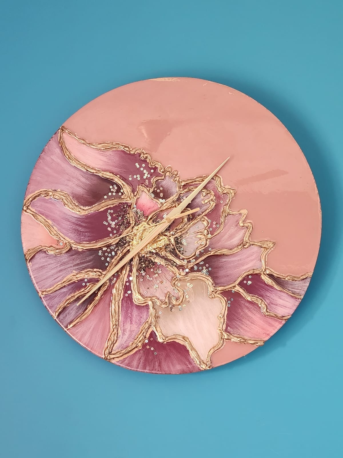 Wall Decor - Floral Fusion Clock with LED backlit + Rechargeable battery and Charger