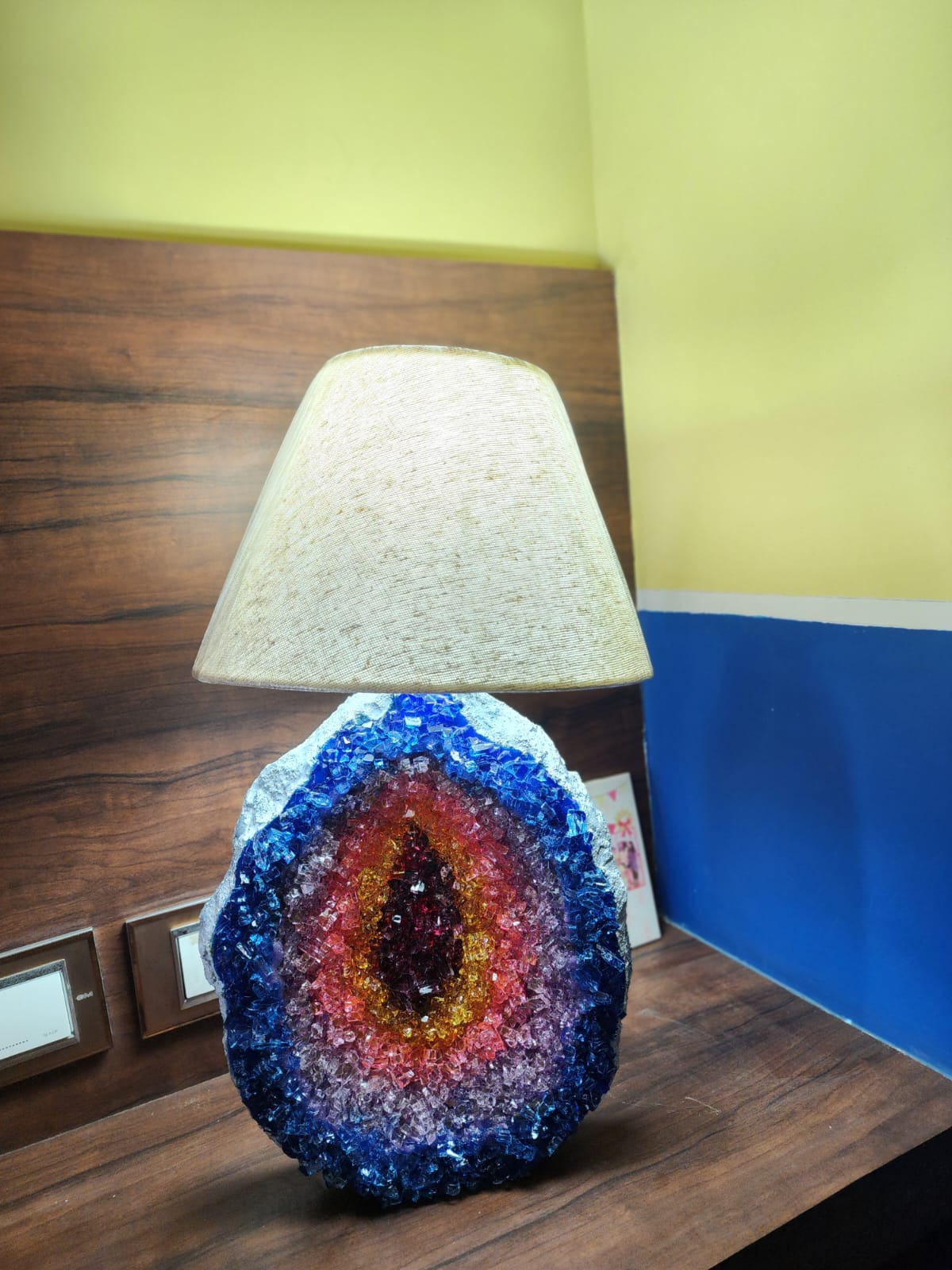 Geode Table Lamp with Shade & LED Bulb