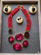 Fashion accessory - Crimson Jewellery Set - Necklace, Earring, Ring