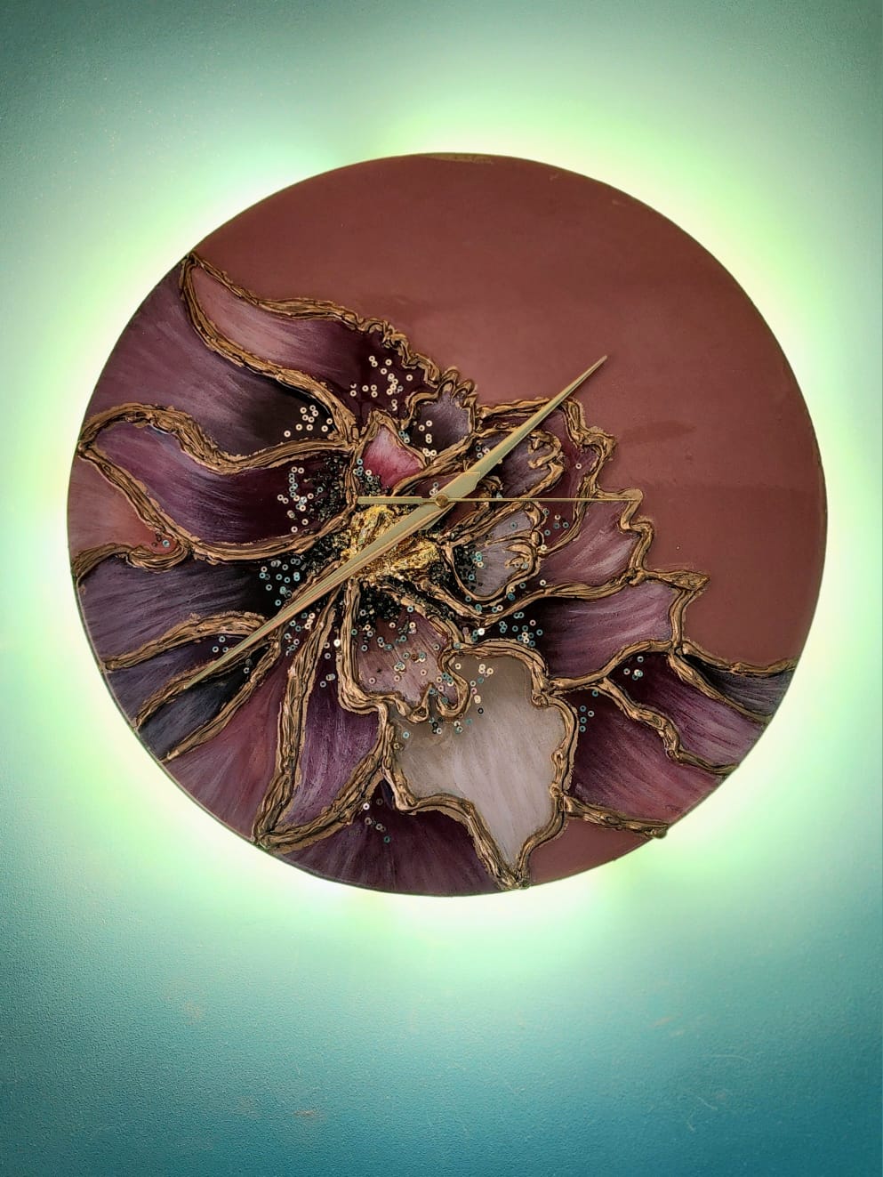 Wall Decor - Floral Fusion Clock with LED backlit + Rechargeable battery and Charger