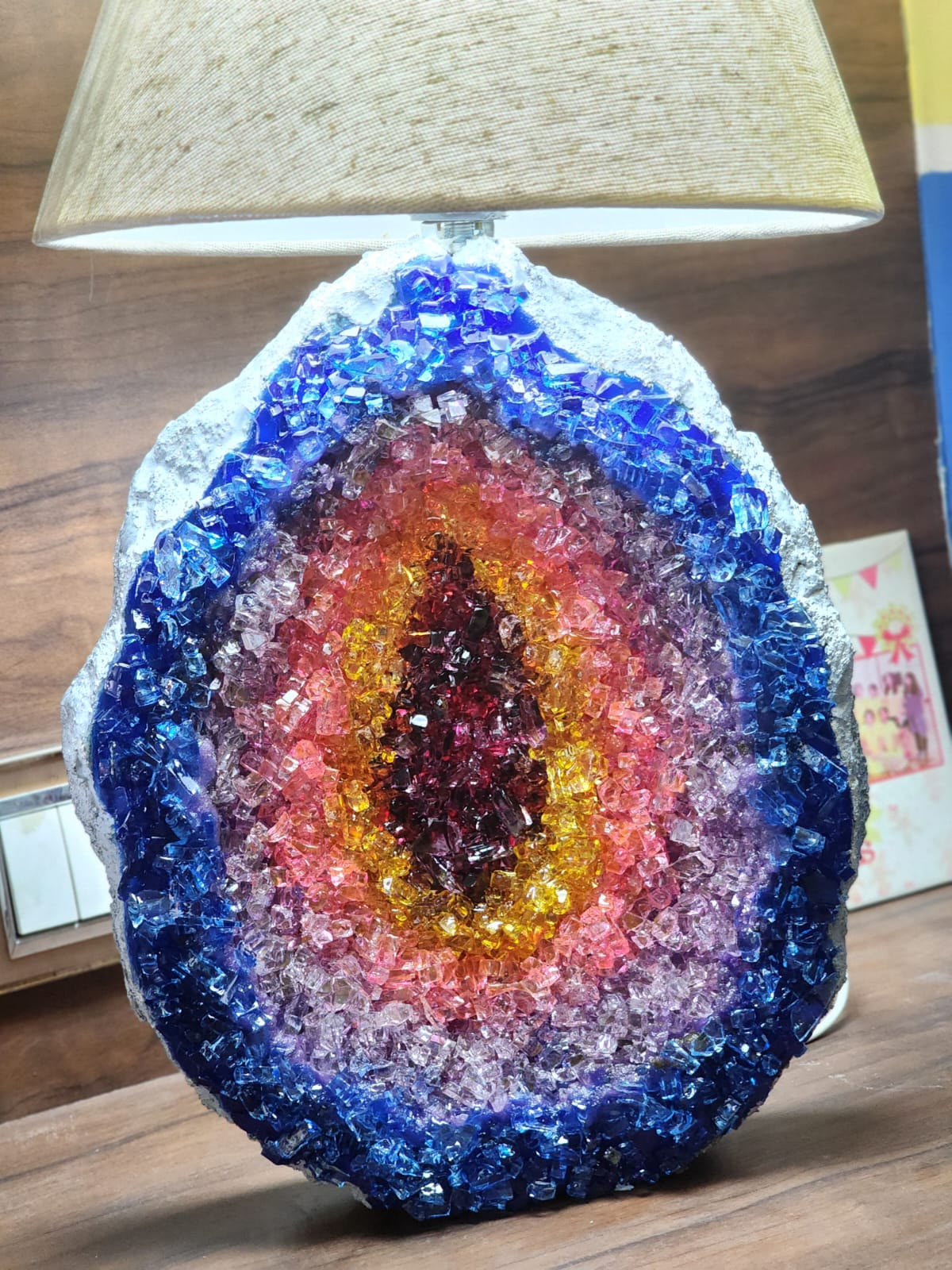 Geode Table Lamp with Shade & LED Bulb